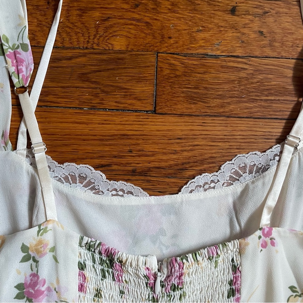 NWT Reformation Irisa Sweetheart Floral Lace Detail Midi Dress Size 8 Posy - Picture 14 of 15